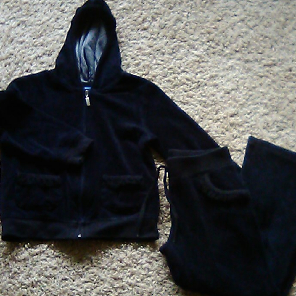 Black plush set SZ 6 jacket hoodie pants